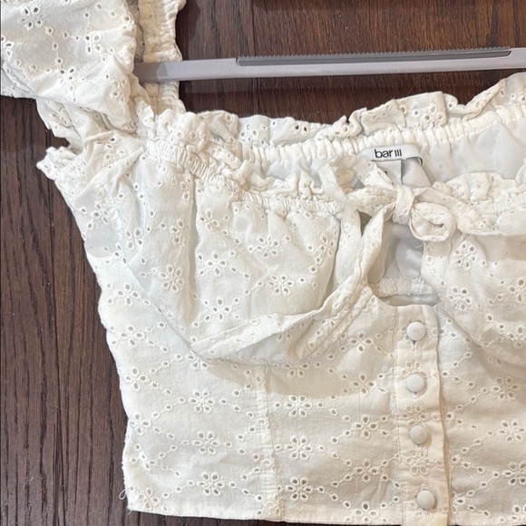 White Eyelet Crop Top - Picture 2 of 3